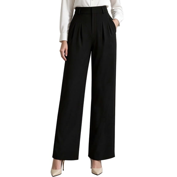 REDESS Dress Pants for Women Wide Leg Pant Business Casual Flowy Palazzo Pants with Pocket,XS-2XL