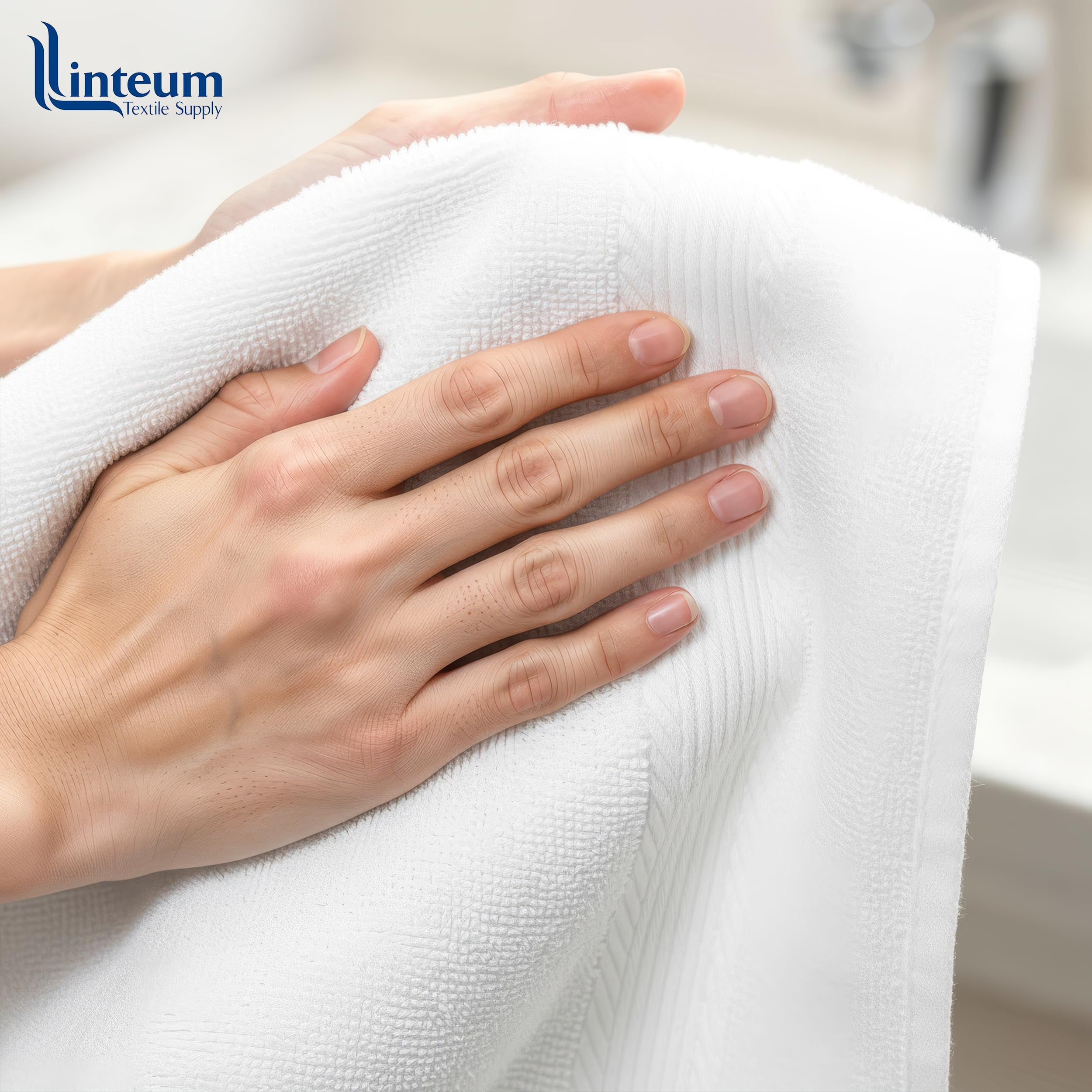 Linteum Textile 100% Cotton Premium Hand Towels 16x27 Inches [Pack of 24] White