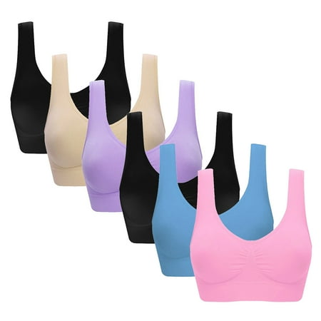 

Valcatch Women s Magic Sports Bras Full Coverage Leisure Sports Breathable and Sweat Absorption Brassiere 6Pack