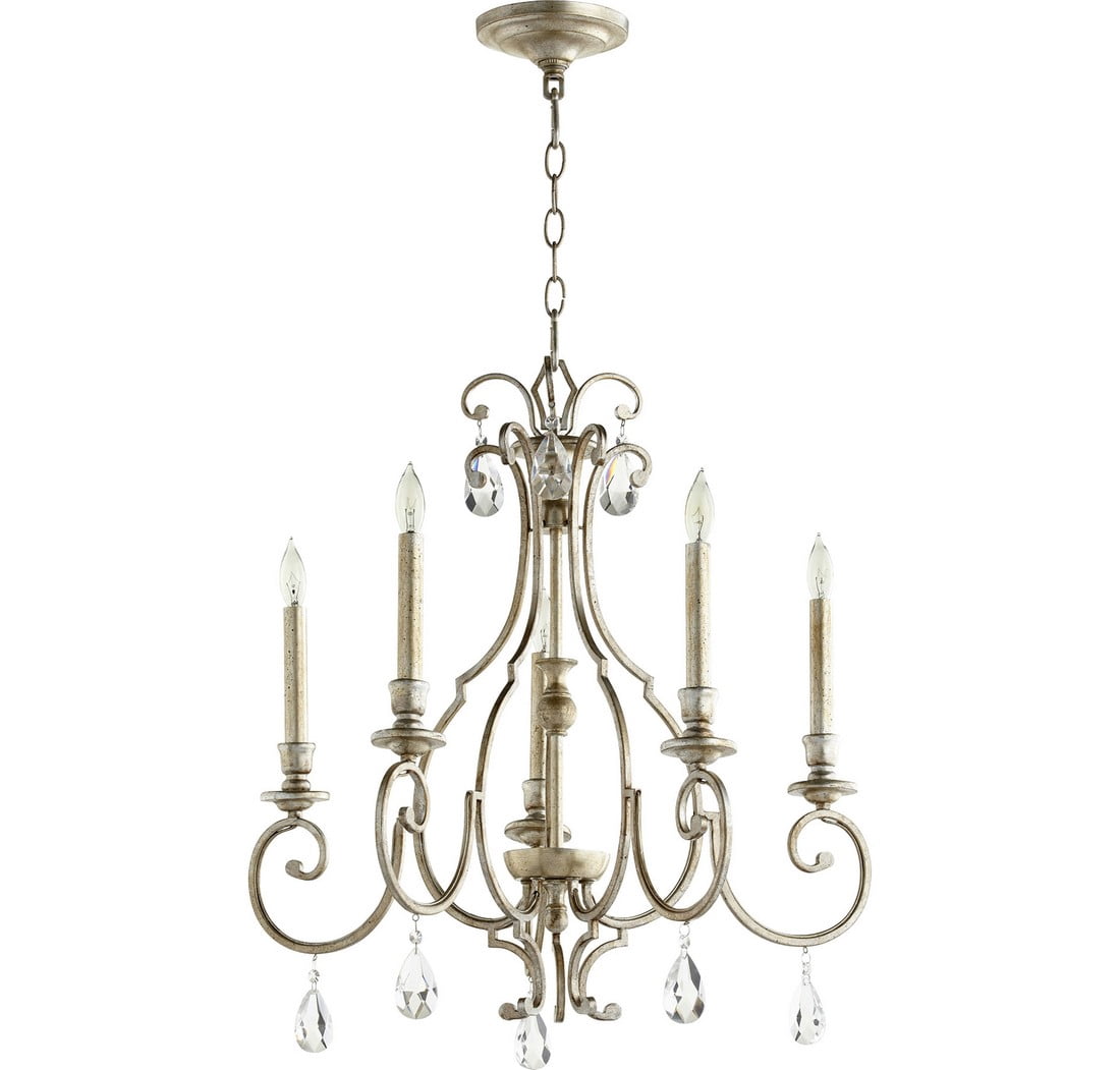 6014-5-60-Quorum Lighting-Ansley - Five Light Chandelier-Aged Silver Leaf Finish    -Traditional Installation