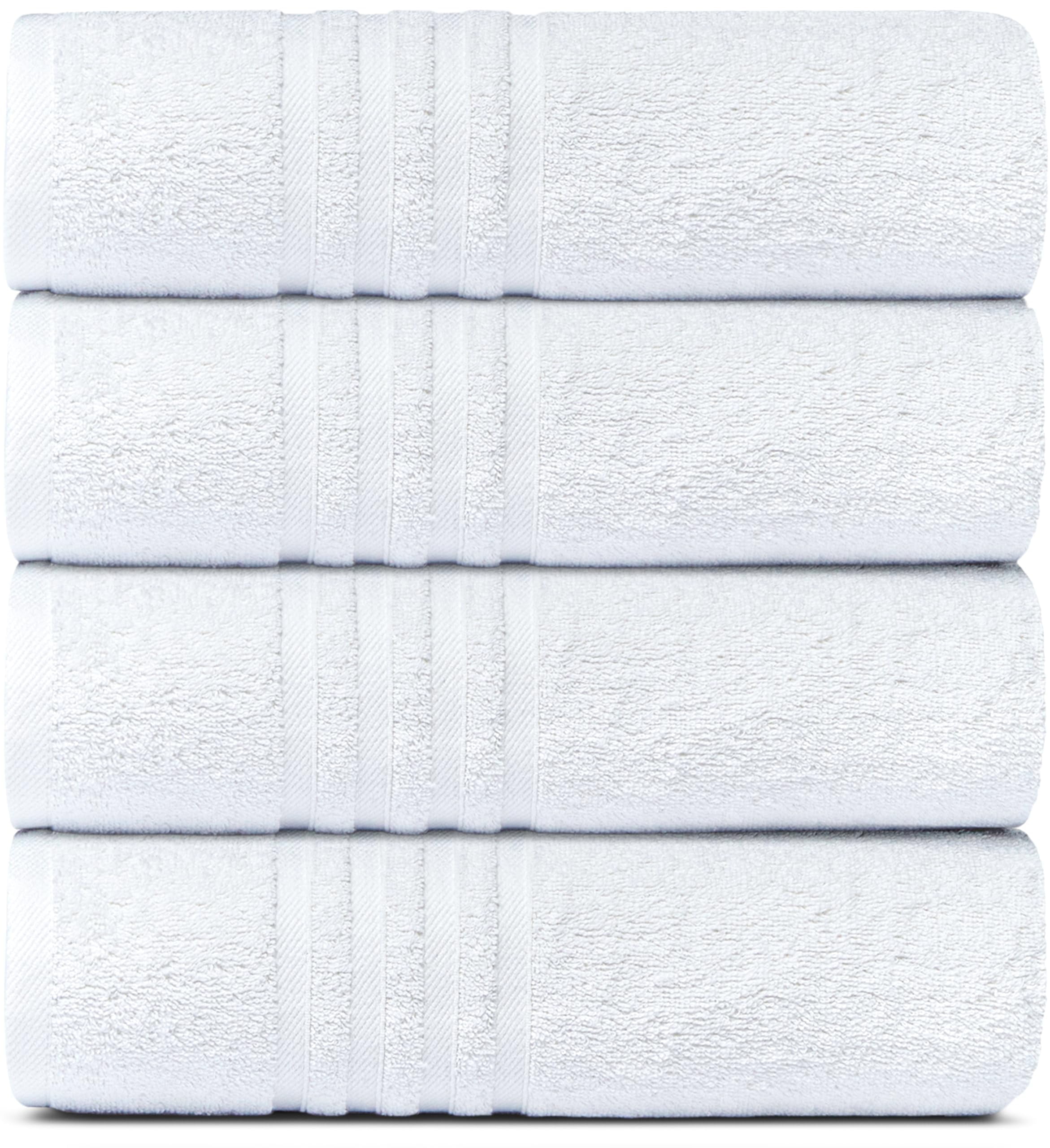 (2 pack) White Classic White Bath Towels 27x54 Inch, Cotton Towel Set for Bathroom, Hotel, Gym, Spa, Soft Extra Absorbent Quick Dry 4 Pack