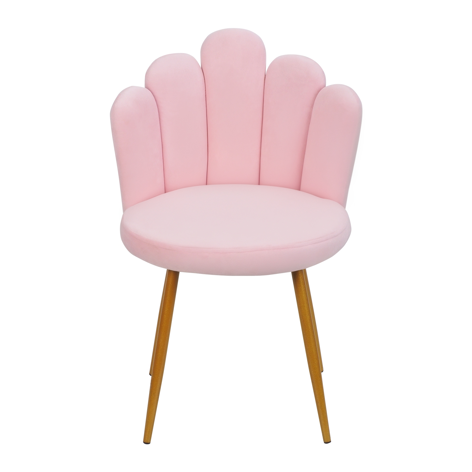 Dapmiu Velvet Vanity Chair with Petal Shape Backrest, white Accent Chair Gold Tapered Legs for Makeup Room Living Room Bedroom Decor white
