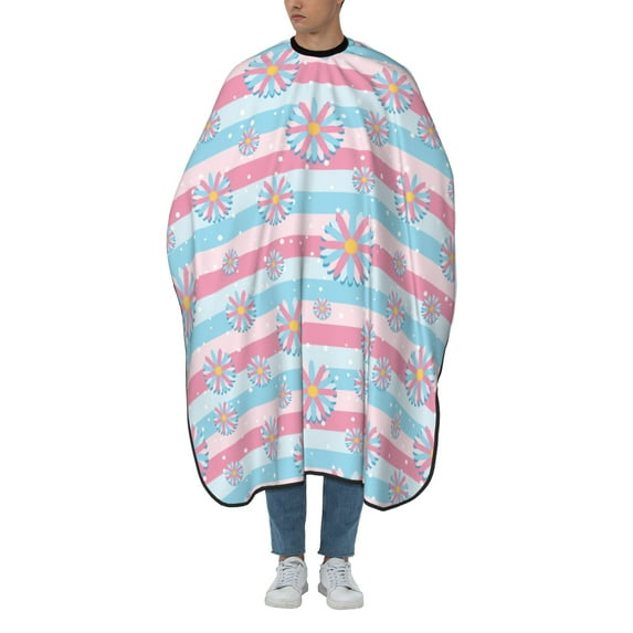 ZICANCN Hair Cutting Cape for Adults,Pastel Flowers Stripes Cape Salon Barber Cape for Hair Stylist Shampoo Capes Waterproof , 55x66 Inch