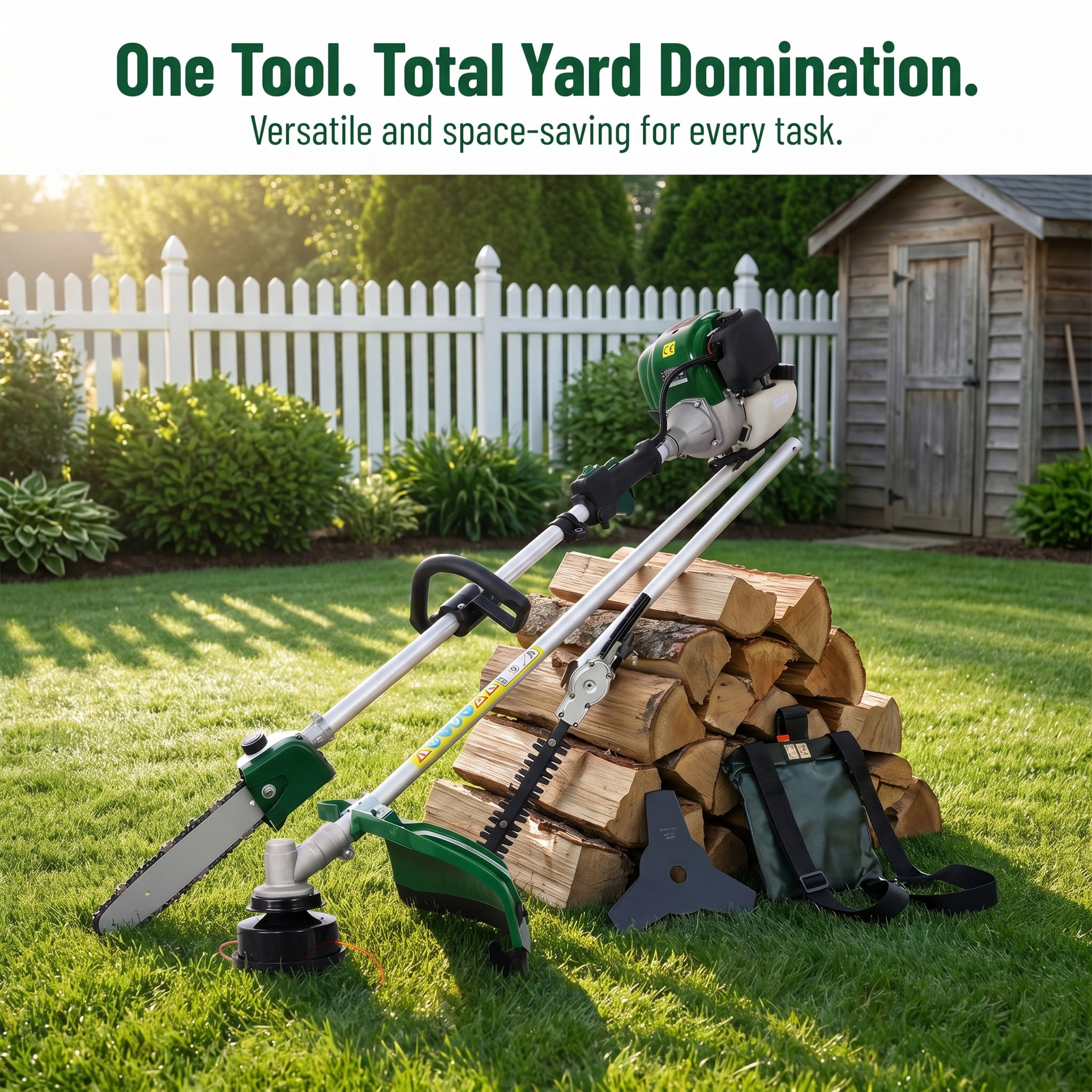 38CC 4 Stroke 4 in 1 Gas Multi Tool EPA Compliant with Pole Saw Hedge Trimmer Grass Trimmer Brush Cutter for Yard