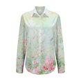 thumbnail image 4 of Jxximdong Button Up Women Floral Print Button Down Shirt Fashion Lightweight Long Sleeve Blouse Spring Summer Casual Green Tops XXXL, 4 of 5