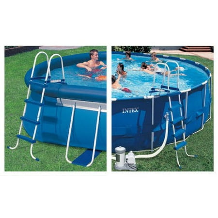 pool ground above intex ladder 122cm deep step swim ladders swimming resistant slip frame steel