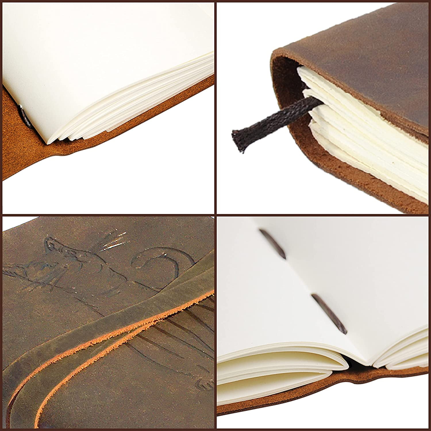 Leather Bound Journal for Men and Women, Handmade Gift Set with Cat Embossed Leather Journal and Stylish Pen, Vintage and Classic, Notebook, Sketchbook, Planner and Diary A5 8x6"