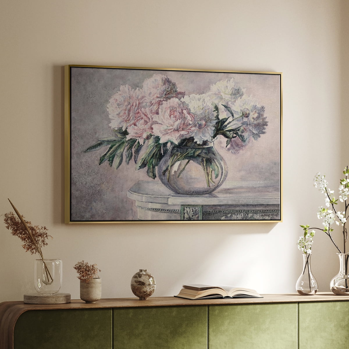 Vintage Botanical Print-LIX By Wexford Home Framed in Gold Wood Gallery Wrapped Canvas 17 in. x 25 in.