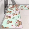 thumbnail image 2 of Highland Cow and Flower Print Anti Fatigue Kitchen Rugs Set Of 2, Non Slip Washable Decorative Floor Mats for Sink Laundry and Home Use, 17"x47", 2 of 5