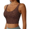 thumbnail image 2 of Fotbe Dark Brown Glitter Sujetador Deportivo Largo sin Aros para Mujer con Almohadillas y Soporte Medio, Transpirable y Absorbente, Camiseta Tipo Chaleco o Tank Top-Small, 2 of 8