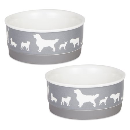 UPC: 0072456143990 | Pet Bowl Dog Show Gray Small 4.25Dx2H (Set of 2)
