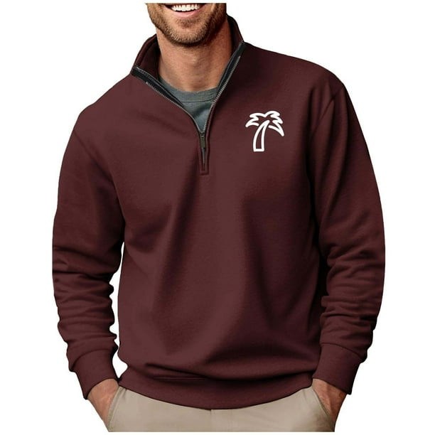 Blusa y camisa de manga larga con cuello alto para hombre, sudadera con capucha estampada, jersey deportivo con media cremallera, blusa de manga larga con cuello alto para hombre, blusa de poliéster