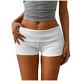 thumbnail image 2 of Hurxie Women's Low Elastic Waist Micro Shorts Fold Over Skinny Athletic Workout Shorts White,XL, 2 of 5