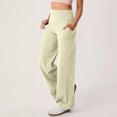 thumbnail image 2 of ZOIGHDA Yoga Pants Women High Waist Straight Wide Leg Solid Color Exercise Gym Running Leggings with Pockets(Beige,Small), 2 of 9