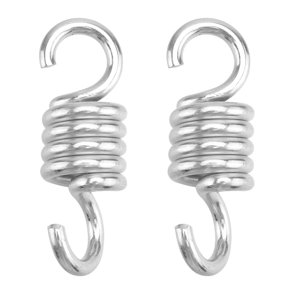 Vensio -2 Pack Heavy Duty Stainless Steel Hammock Swivel Hooks, Dual Swivel Swing Hangers with Spring Coil for Hanging Chairs and Punching Bags, Low Noise Silver