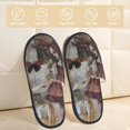 thumbnail image 2 of Fotbe Vintage Collage Girl Butterfly Pantuflas Peludas para Mujer con Estampado, Zapatillas de Peluche, Zapatos de Invierno para Casa, Uso Interior y Exterior-Medium, 2 of 8