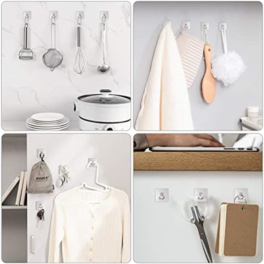 Kepooman Heavy Duty Wall Hooks Self Adhesive Towel Hook Waterproof Hooks, Adhesive Hooks for Hangingfor Keys Bathroom Shower Outdoor Kitchen Door Home Improvement Sticky Hooks 4 Pack, Silver Kepooman Heavy Duty Wall Hooks Self Adhesive Towel Hook Waterproof Hooks, Adhesive Hooks for Hangingfor Keys Bathroom Shower Outdoor Kitchen Door Home Improvement Sticky Hooks 4 Pack, Silver