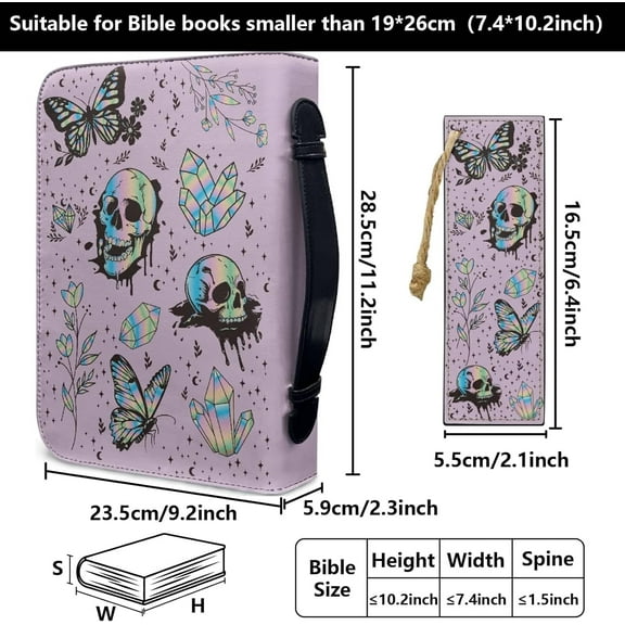 1set PU Imitation Leather Bible Storage Pockets Skull 285x203x59mm