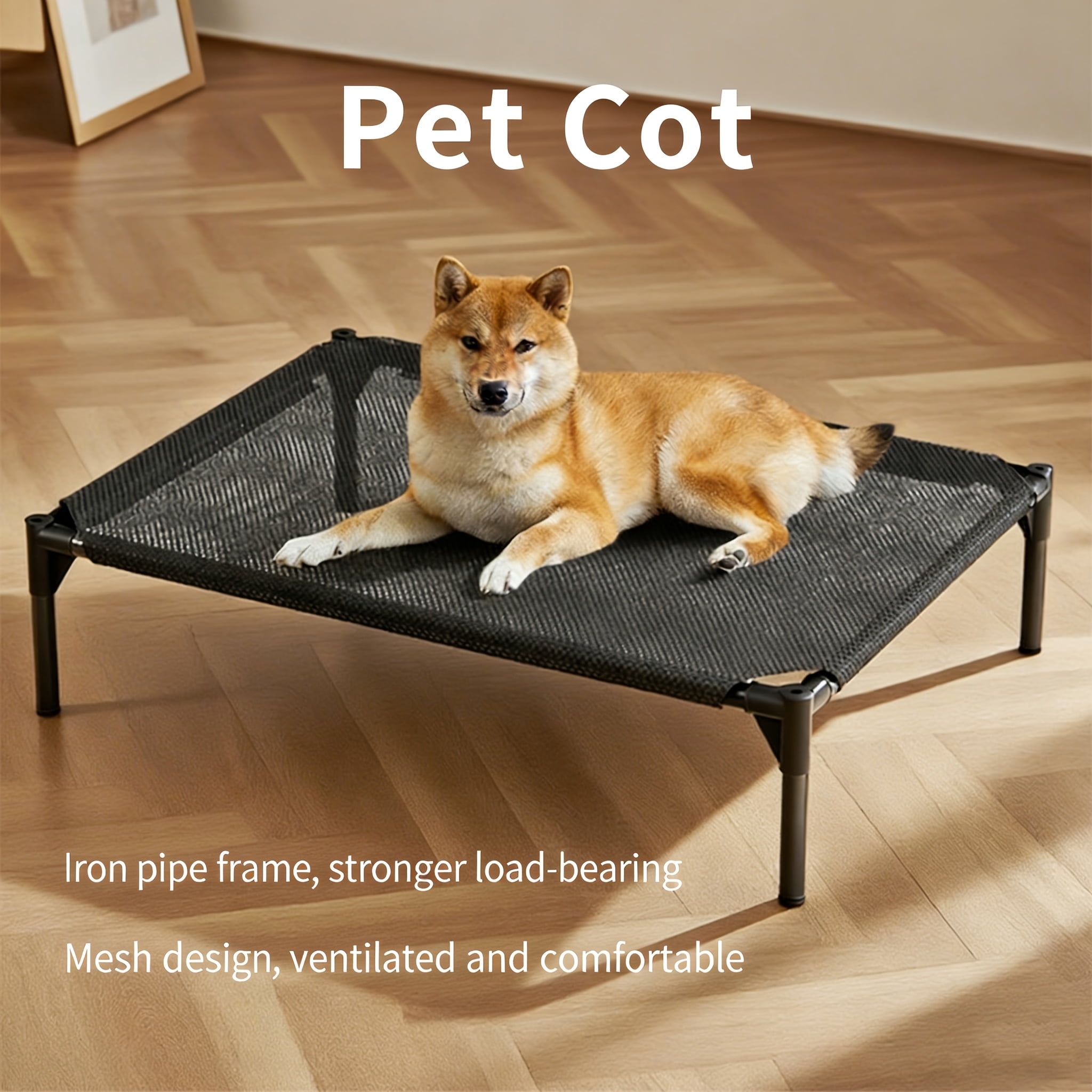 Portable Elevated Dog Bed Suitable for Small/Medium/Looking for Suitable for Dog Breeds, Indoor & Outdoor Cooling Raised Crib with Breathable Mesh Frame, Non-Slip Oxford Cloth Hammock Bed