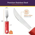 thumbnail image 2 of Special Supplies Adaptive Utensils 5-Piece Set — Non-Weighted Stainless Steel, Non-Slip Cutlery with Easy-Grip Handles for Hand Tremors, Elderly Use (Red), 2 of 8