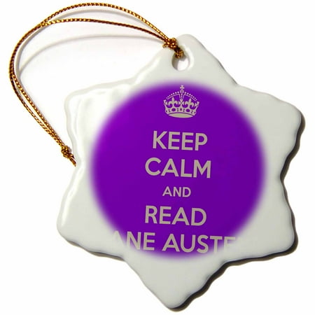 Austin Christmas Ornament 3dRose Keep calm and read Jane Austin, Snowflake Ornament, Porcelain, 3-inch ()