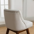 thumbnail image 6 of Swivel Bar Stools Set of 2, 26'' Upholstered Counter Height Swivel BarStools, Fabric Island Chairs with Back & Wood Legs for Kitchen, Pub & Cafe, Beige, 6 of 9