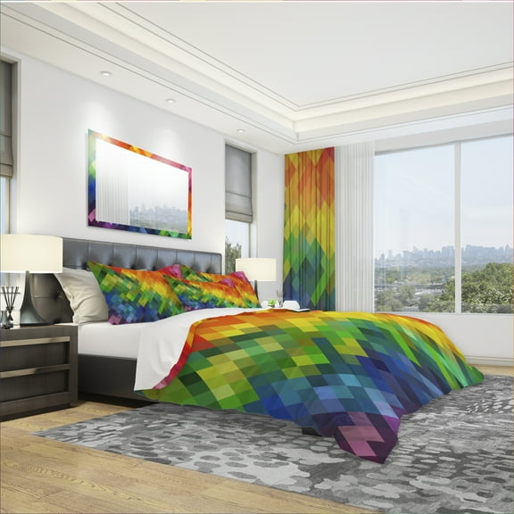 Designart 'Colorful Rhombus Pattern' Modern Duvet Cover Set