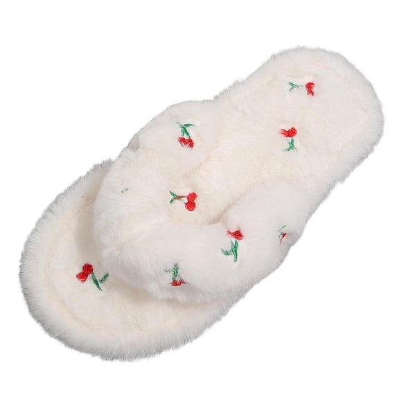 Wensltd Womens Memory Foam Fuzzy Slippers Indoor Flat Home Slippers Open Toe House Shoes