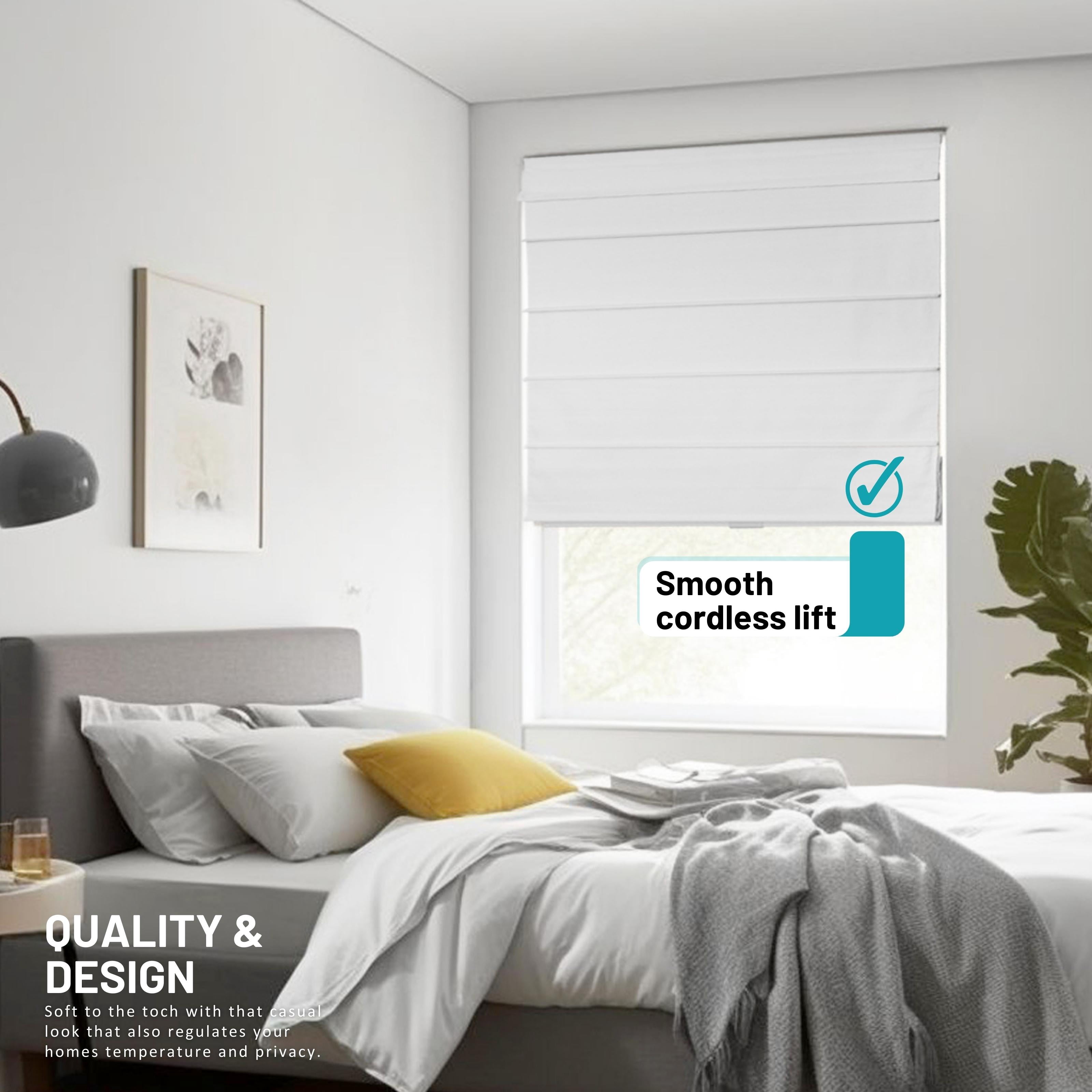 Chicology Cordless Roman Shades, White (Cotton), 23"W X 64"H
