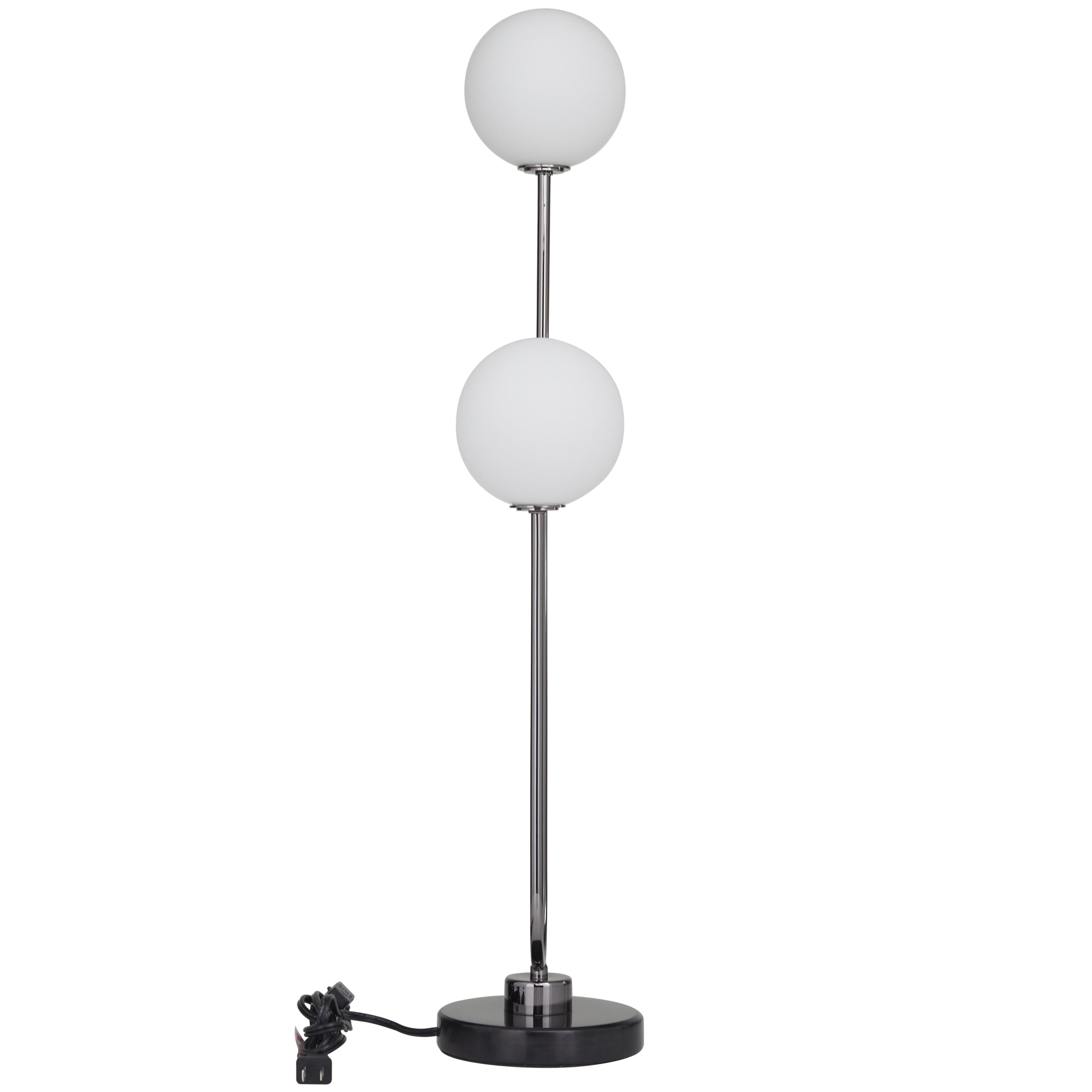 DecMode 31" 2 Light Orb Silver Table Lamp with White Glass Shade