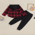 thumbnail image 4 of Boys Ripped Drawstring Pants Set with Long Sleeve Hooded Plaid Tops, 4 of 9