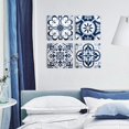 thumbnail image 4 of Blue Bathroom Wall Art Decor, Canvas Wall Art with Vintage Mandala Flowers Prints for Bedroom, Kitchen, 12x12 Inch Navy Blue Tile Wall Art Set of 4, 4 of 6