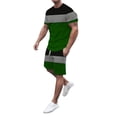thumbnail image 2 of Pxiakgy suits for men Mens Spring Summer Leisure Sports Breathable Absorbing Stitching Printed Short Sleeve Shorts Two Piece Set Men Suits Army Green + L, 2 of 5
