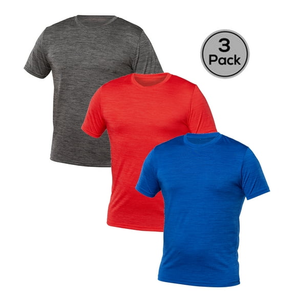 Blank Activewear Pack de 3 T-Shirt pour Hommes, Tissu à Séchage Rapide et Performance Mixte