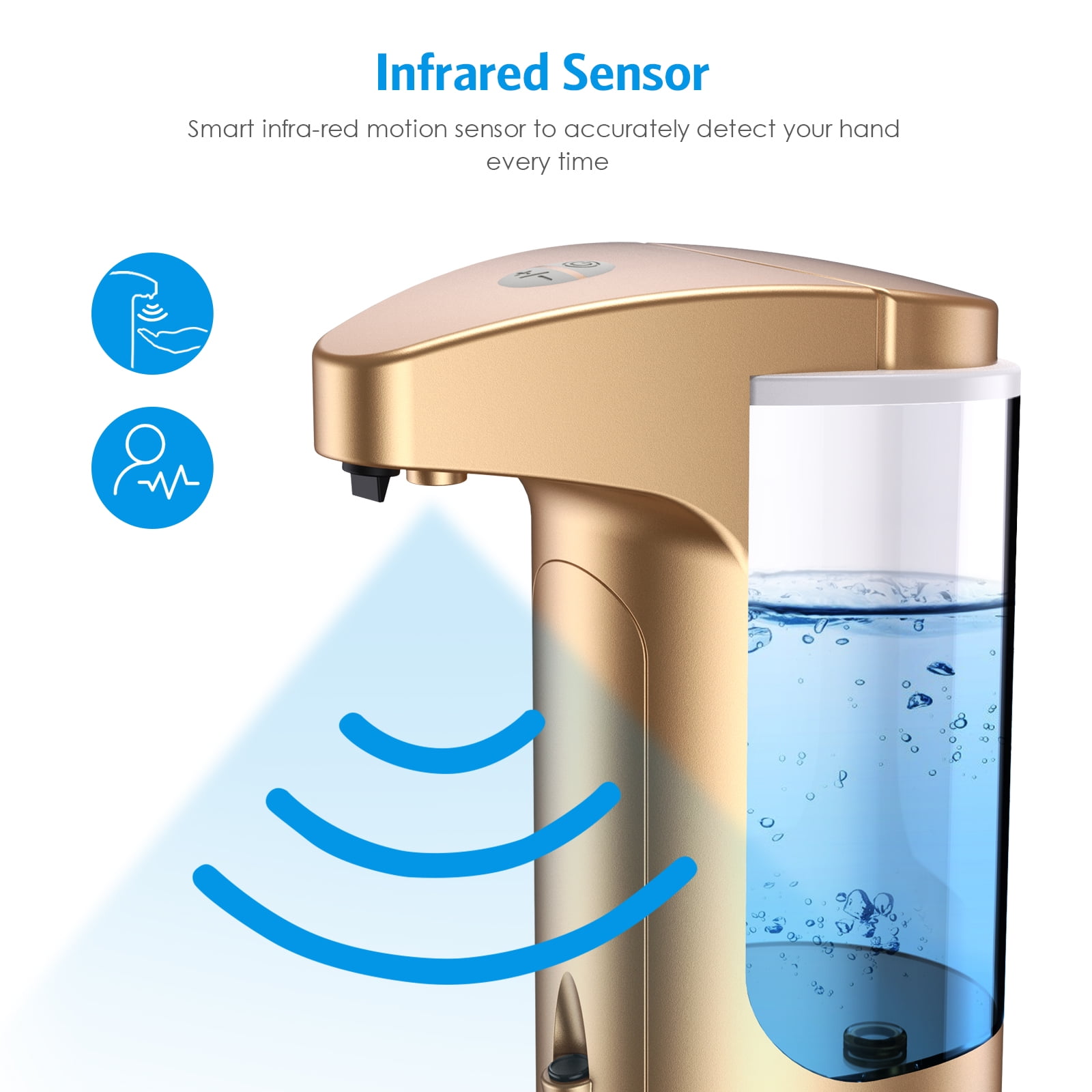 Soap Dispenser, AMIR Hand Soap Dispenser Waterproof Liquid Soap Dispenser Automatic Soap Dispenser for Kitchen Bathroom Toilet