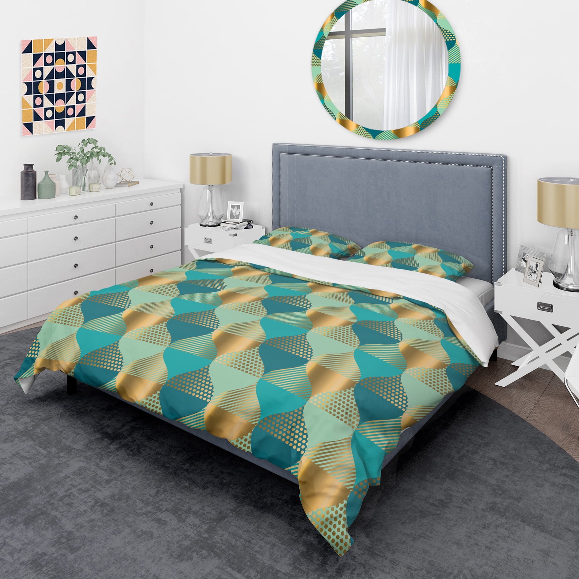 Designart 'Luxury Retro Drops II' Mid-Century Modern Duvet Cover Set