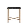 thumbnail image 2 of Stylish Faux Marble Square End Table - Black Powder-coated Iron Legs Construction, 2 of 2