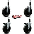 thumbnail image 2 of 6 Inch Phenolic Wheel Swivel 1-1/4 Inch Expand Stem Caster Set 2 Brakes SCC, 2 of 2