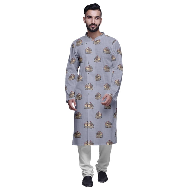 Atasi Kurta Pyjama de Fête pour Hommes Col Mandarin Manches Longues Kurta Pyjama Ethnique