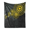 thumbnail image 1 of Grey and Yellow Soft Flannel Fleece Blanket, Music Street Design Inspired Geometrical Inner Circles Image, Cozy Plush for Indoor and Outdoor Use, 50" x 60", Charcoal Grey and Black, by Ambesonne, 1 of 6