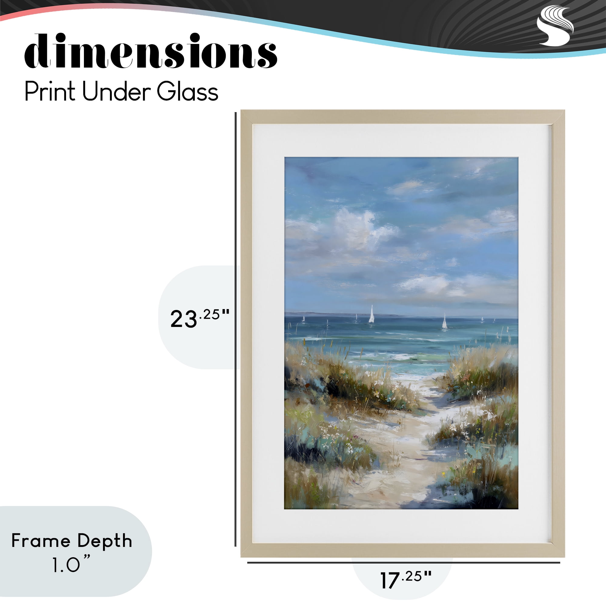 Stupell Industries Sailboat Path Impression Birch Framed Print Under Glass, design by Petal Prints Design