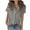 Gray, variant on Womens Cotton Linen Shirts Short Sleeve V Neck Button down Blouses Solid Color Dressy Tops