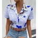 thumbnail image 4 of Camisa informal de temperamento con estampado floral de manga corta elegante y cómoda con cuello en V para mujer OAVQHLG3B Store lin121212, 4 of 5