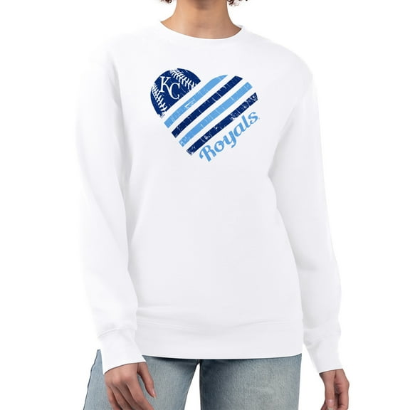 Women's G-III 4Her by Carl Banks White Kansas City Royals Heart Logo Fleece Pullover Sweatshirt