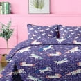 thumbnail image 7 of Quilt Set Full/Queen Size, Cute Purple Unicorn 3 Pcs Soft Bed Cover Bedding Set for Kids and Adults, Happy Cartoon Horse Lightweight Bedspread Coverlet with Pillow Sham for All Season, 7 of 7