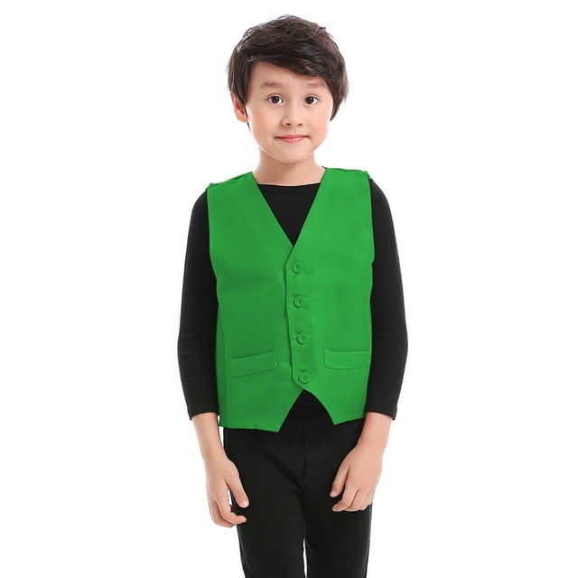 TOPTIE Gilet pour Enfant Gilet d'Activité de Bénévole Gilet de Costume de Fête - Vert