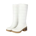 thumbnail image 4 of Women Round Toe Warm Knee High Boots Plus Size Mid Heel Quilted Fabric Tall Boots Non Slip Outsole for Fall Winter Commuting Travel White, 4 of 8