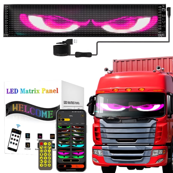HIBIBUD Devil Eyes Light for Cars - Colorful LED Display for Car Windows, Programmable Soft Screen (2.8 * 6.8 in)