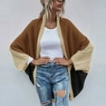 thumbnail image 4 of AOOCHASLIY Fall Clothes Women Fashion Casual Knitted Sweater Color Contrast Long Sleeve Cardigan Tops, 4 of 5
