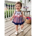 thumbnail image 3 of BemeyourBBs Newborn Baby Girl 4th of July Outfit Baby Girl Patriot Independent Day Clothes Red White Blue Stripe Star Print Strap Cami Tops Shorts Set Baby Girls Summer 2-Piece Outfit, 3 of 9